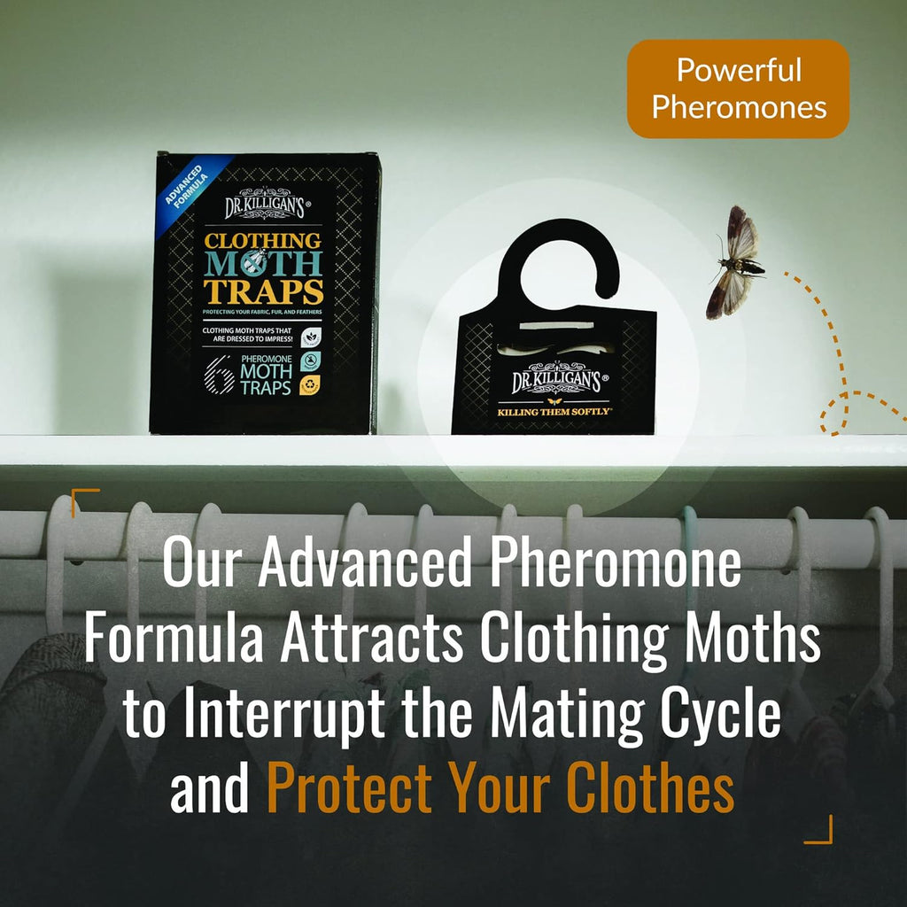Dr. Killigan’s Moth Traps & Cedar Planks - Clothes Protection Combo – for Preventing and Eliminating Clothing Moths in Closets, Drawers & Storage