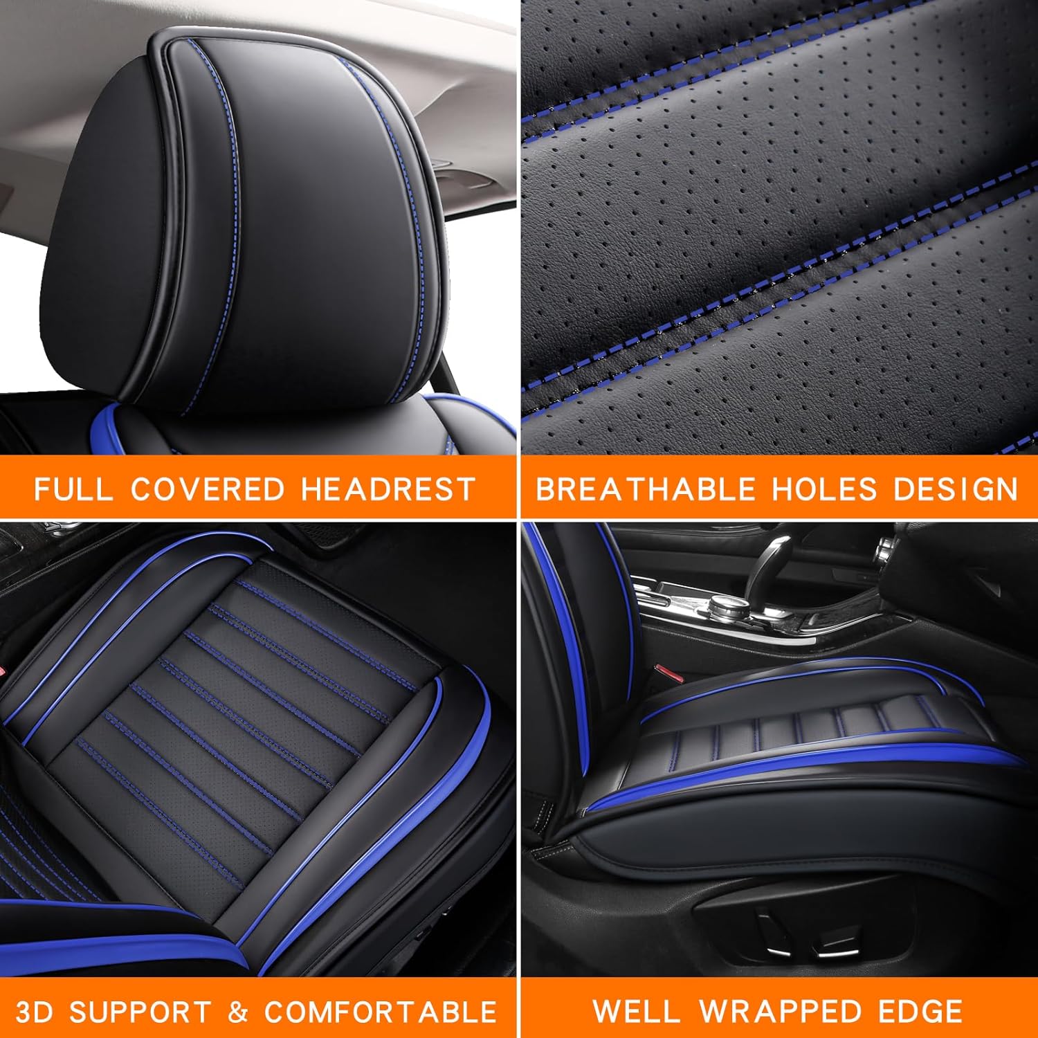 Car Seat Covers Full Set, Universal Faux Leather Car Seat Covers, Waterproof Breathable Automotive Seat Covers for Most Sedans SUV Trucks, Wine Red