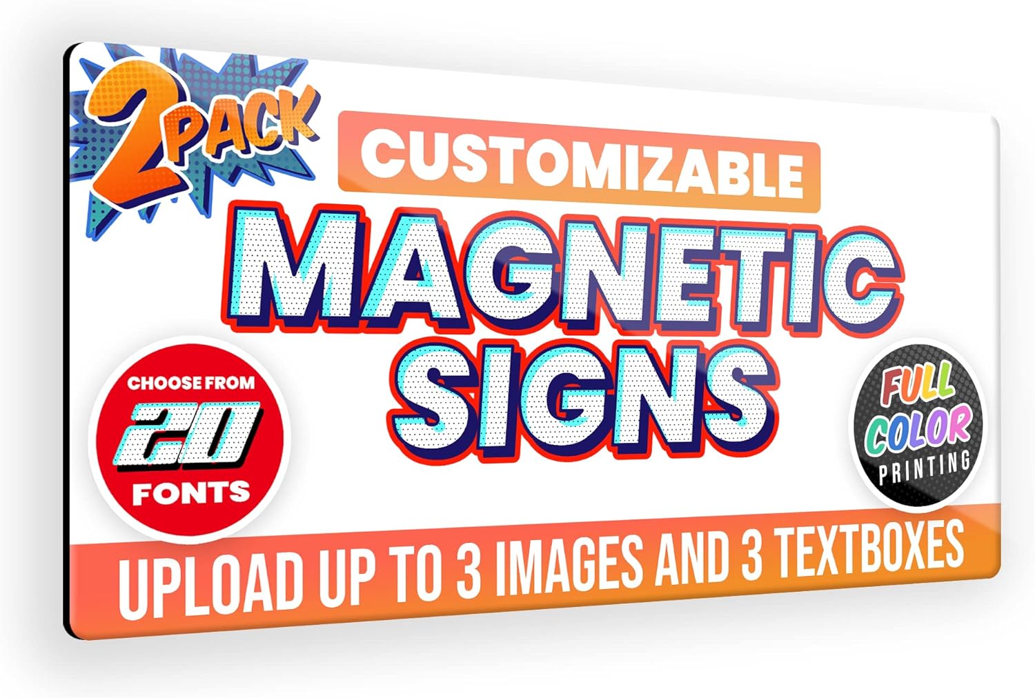 2-Pack,12"x24" Custom Magnet Signs in Full Color for Business and Advertising, 30 mil Customized Vinyl Car Magnets, Personalized Magnetic Sheets for Company Storefront & Vehicles (Rounded Corners)