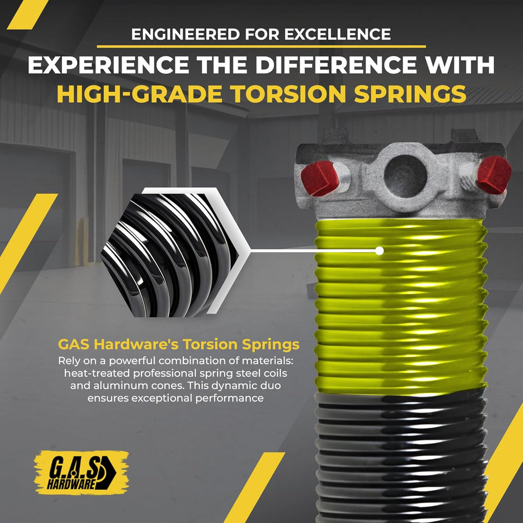 Garage Door Torsion Spring 207x1.75x30 Includes 1” Steel Bearing, Gloves, Manual, and Winding Bars for Right Side of Garage Door Precision E-Coating 5-Year Warranty Min. 30,000 Cycles (Black Cone)