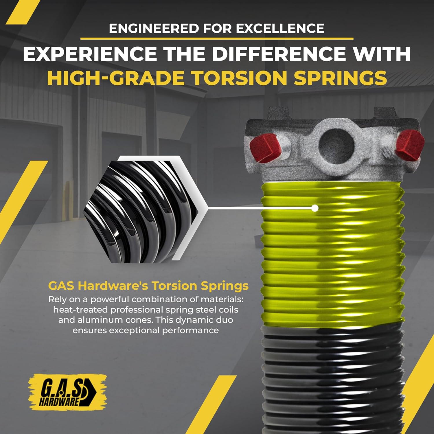 Garage Door Torsion Spring 207x1.75x31 Includes 1” Steel Bearing, Non-Slip Gloves, and Winding Bars for Left and Right Side of Garage Door Precision E-Coating 5-Year Warranty Min. 30,000 Cycles (Pair)
