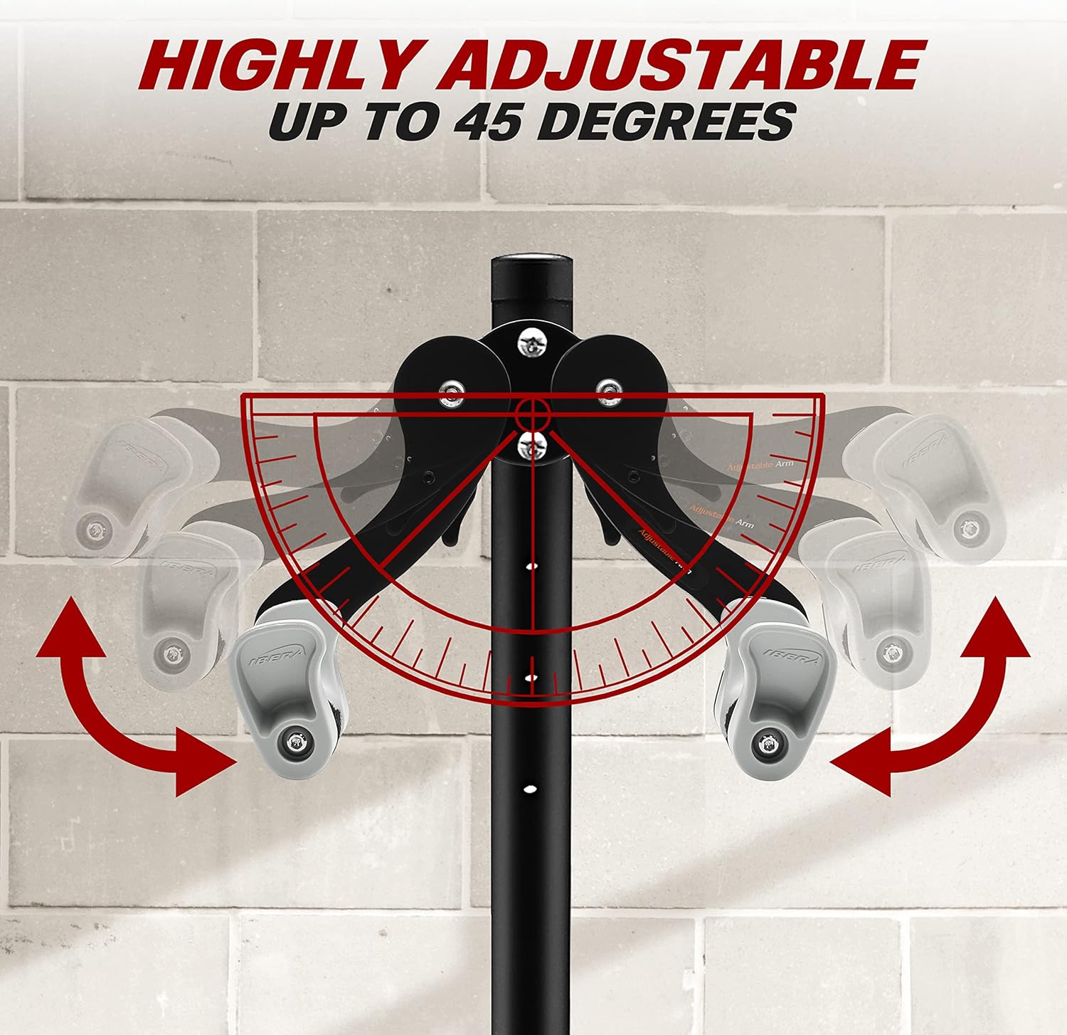 Ibera Bike Wall Mount - Secure Bike Storage up to 18kg with Adjustable Frame Holder & Soft Rubber Cradles - Garage Bike Rack for Road, MTB, Kids, Hybrid Bikes - Easy Installation & Space-Saving Design