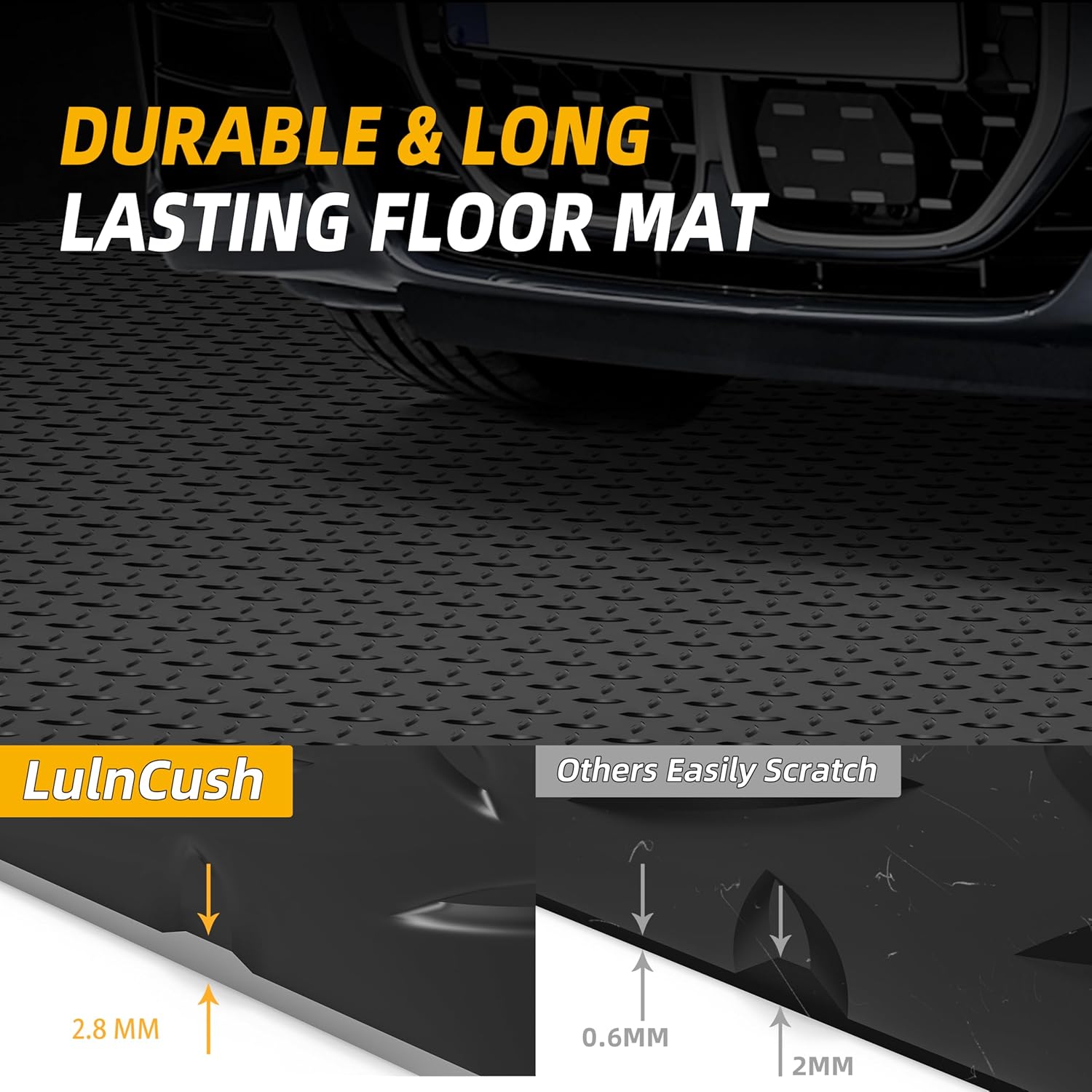 8.2x21 FT Garage Floor Mat, 2.8mm Thickened Diamond Plate PVC Garage Flooring Roll for Under Car Parking, Heavy Duty Garage Floor Protector 168SQFT for Garage, RV Trailer, Basement, Black