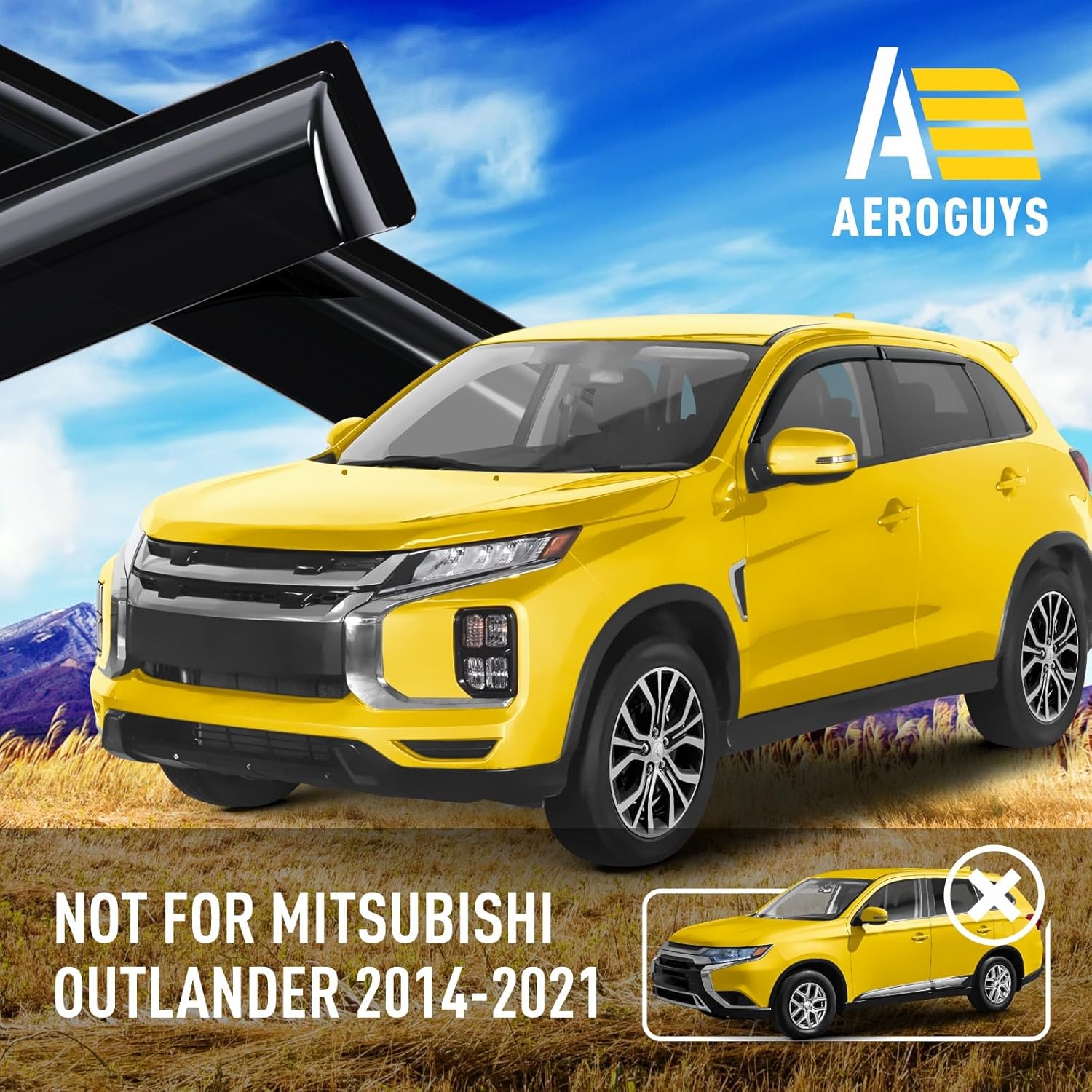 Extra Durable Window Deflectors Tape-On Window Visors Rain Guards Fit for Mitsubishi Outlander Sport 2011-2025, Sun Visors, Wind Vent for Shades, Exterior Car Accessories - 4pcs. AG0820