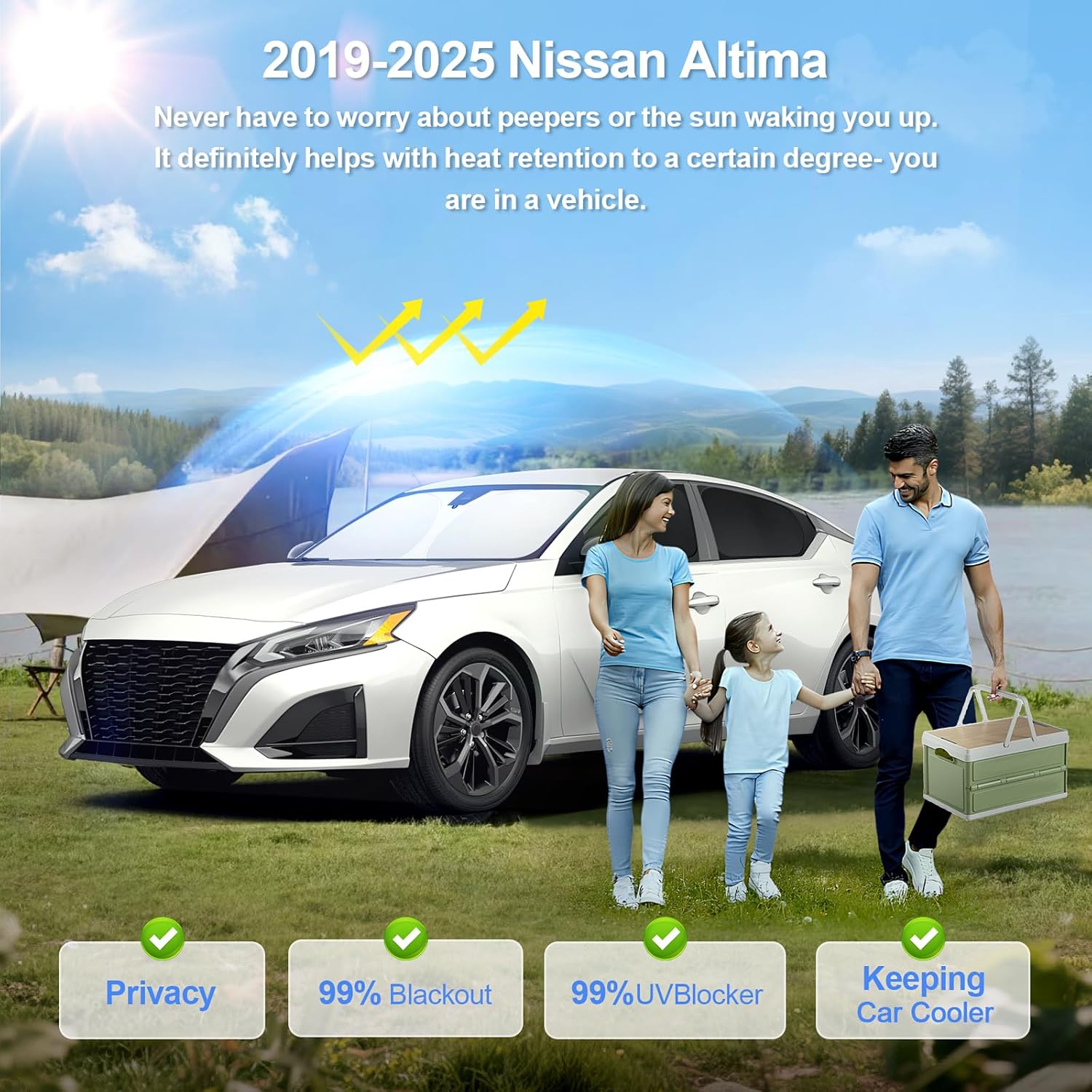 6pcs Car Window Shades for Nissan Altima 2019-2025 Accessories,Windshield Side Rear Full Sunshade,Sun Visor UV Blocking, Privacy Protection and Blackout for Camping Outdoor
