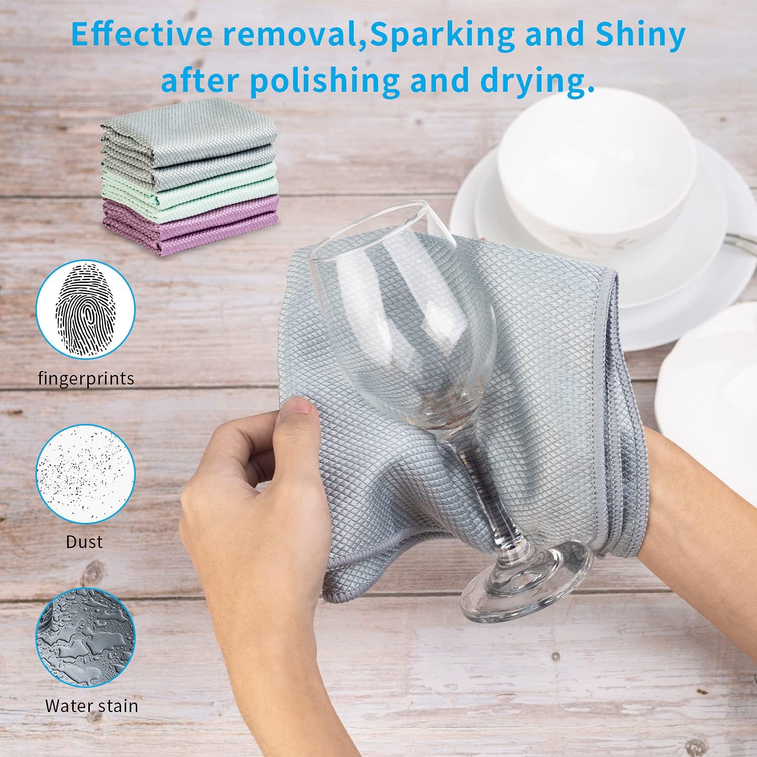 Streak Free Miracle Cleaning Cloths Easy Clean Nanoscale,Fish Scale Microfiber Window Mirror Glass Car Stainless Steel Cleaning,Lint Free Dish cloth Wine Glass Polishing Towel,Reusable,Pack 6,Pink