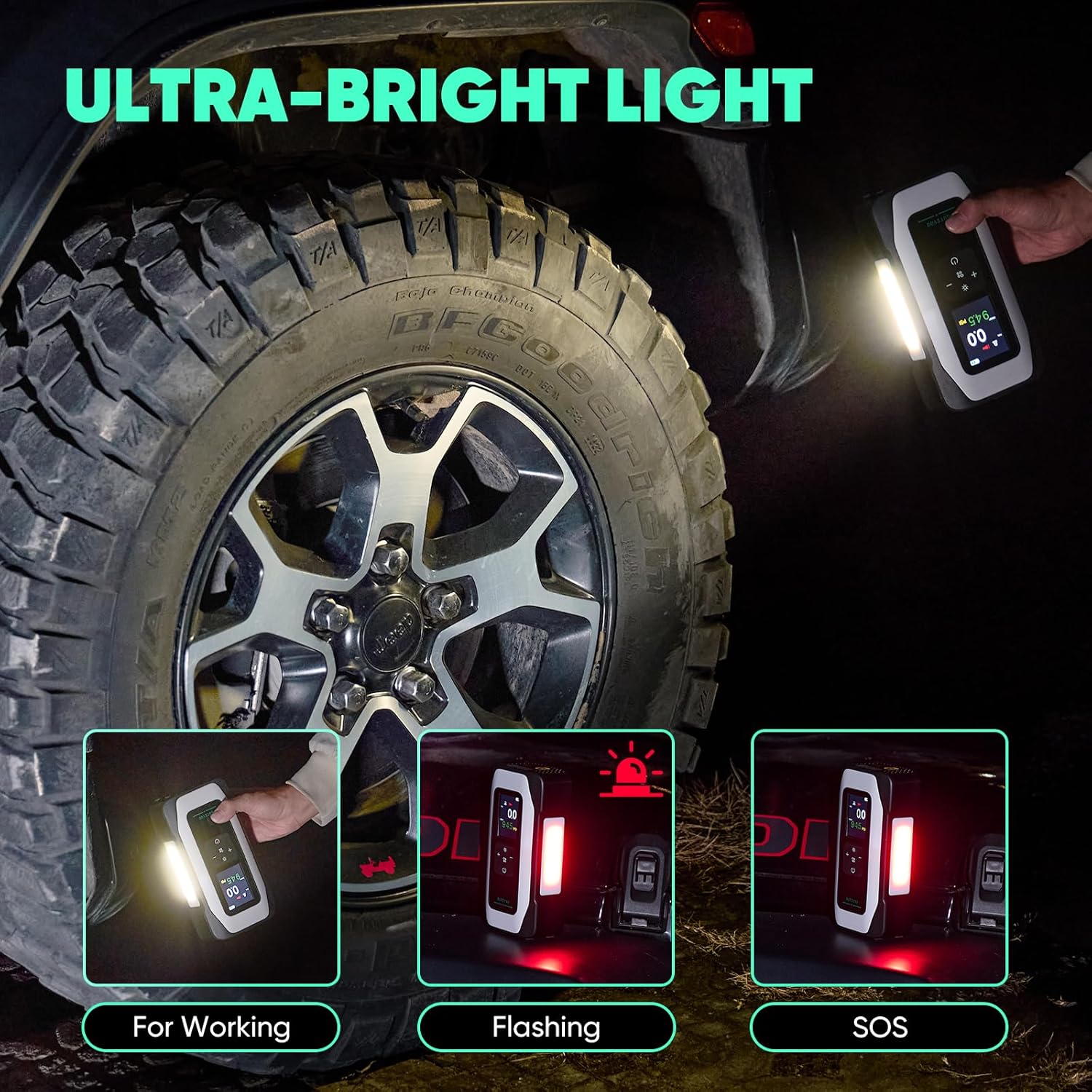 BY01 Tire Inflator Portable Air Compressor for Large Tires,Smart Air Pump with Dual Cylinder,Clourful Digital Sceen,Atuo Stop,150PSI Electric 16000mAh Cordless 12V Corded Dual-Use