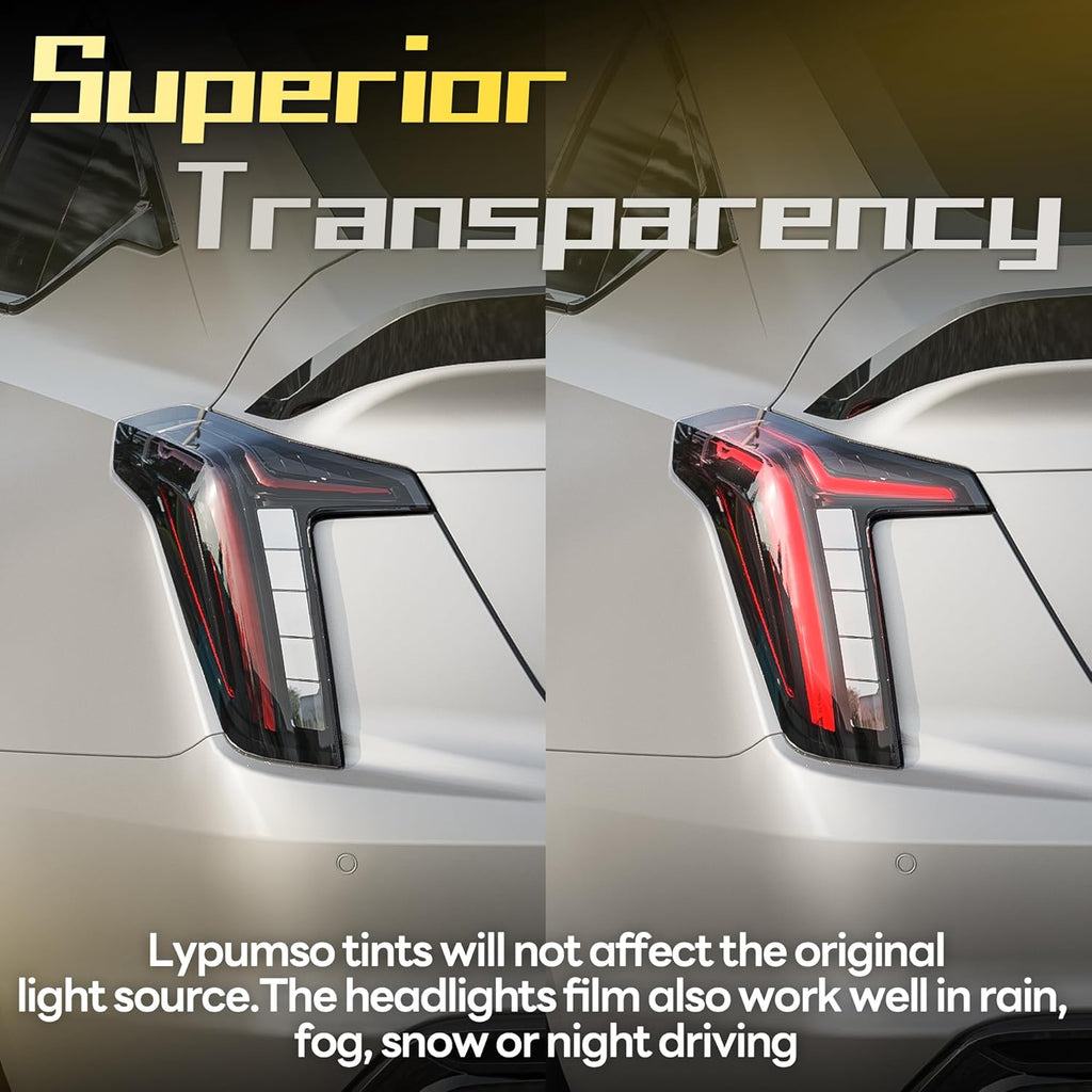 Lypumso 16 x 60 Inches Headlight Taillight Car Tint Vinyl Film, Self Adhesive Fog Lights Sticker Sheet Roll for Car Lights Cover Protection (Smoke Black)