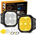 Auxbeam Color Play Series SAE Fog Lights, 3 Inch LED Fog Lights with White DRL & Turn Signal for Ford Honda Nissan Subaru Acura Lexus Toyota, No Brackets Included, Pair