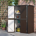 AECOJOY Outdoor Storage Cabinet Waterproof with Shelves, Large Brown Lockable Outdoor Cabinet, Tall Vertical Storage Cabinet Shed Weatherproof Outdoor Cabinets Garden Sheds & Outdoor Storage Clearance
