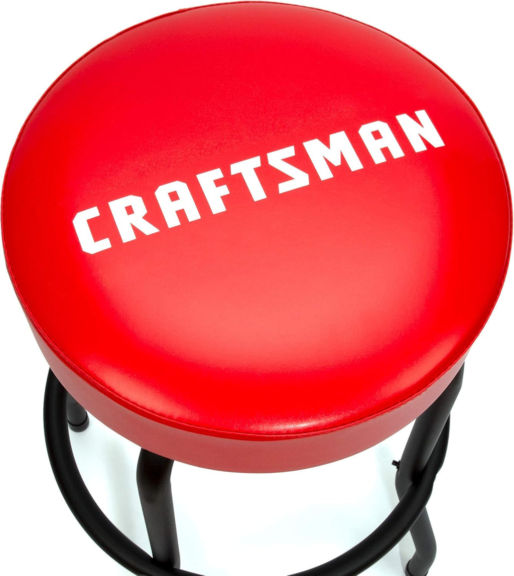Craftsman Fixed Height Work Shop Stool, 28.5-inches Tall, Rip-Resistant Padded Vinyl Seat, 300-lb Capacity, 360-degree Footrest, Non-Marring Feet