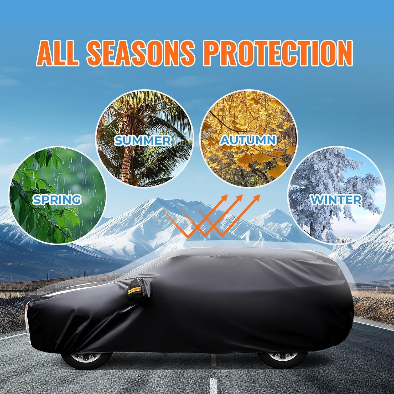 12-Layer Custom Fit Car Cover for Tesla Model Y (2020-2025), Upgraded Waterproof All-Weather Full Exterior Cover with Door Zipper and Charging Port, for Snow Rain Dust and Sun UV Protection-Black.