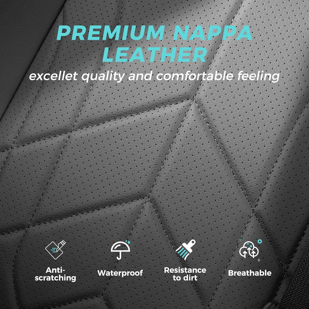 for Toyota RAV4 Seat Covers 2019 2020 2021 2022 2023 2024 2025 RAV 4 Prime & Hybrid XLE LE Limited XLE Premium (Not for XSE/SE Hybrid) - Custom Leather Car Seat Covers Full Set - BlackGrey