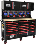72-Inch Garage Cabinets and Storage System with 19 Drawers Rolling Tool Chest Large Mobile Workbench Heavy Duty Wood Top Tool Cart on Wheels for Garage, Workshop, Warehouse, Laboratory