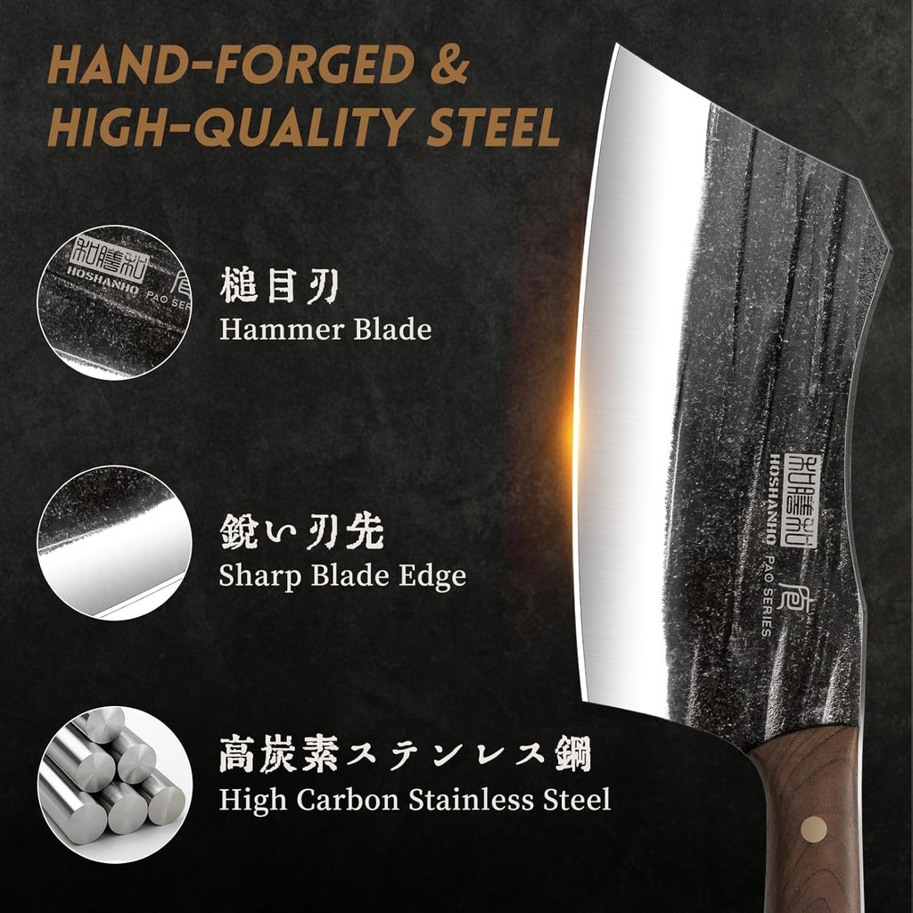 Butcher Knife Set, 3-Piece High Carbon Steel Serbian Chef Knife Set of Heavy Duty Boning Knife & Meat Cleaver Knives & Viking Knives for Home, Cooking, Outdoor Camping BBQ