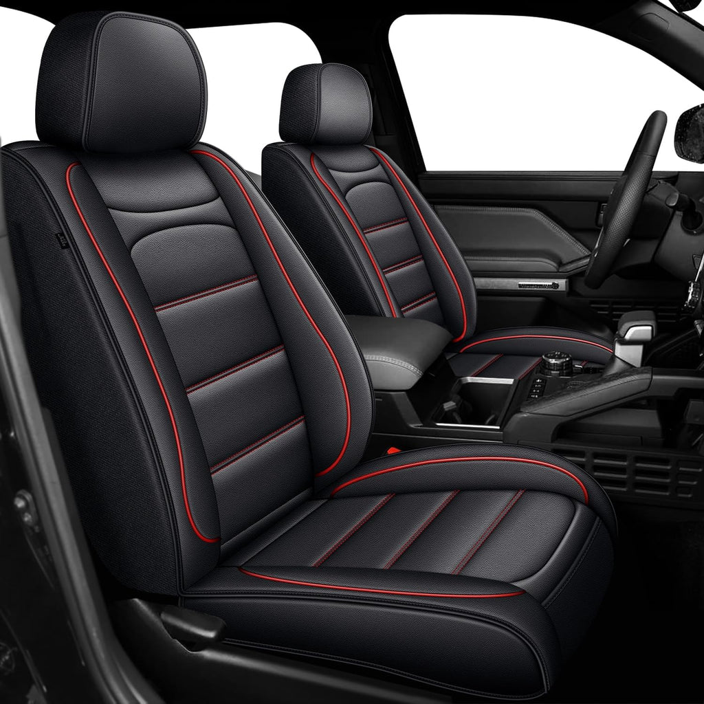AOMSAZTO Ford Ranger Seat Covers: Full Set Custom Fit 2019 2020 2021 2022 2023 2024 2025 Ford Ranger Breathable Waterproof Leather Seat Protector(5 Seats, Redline)