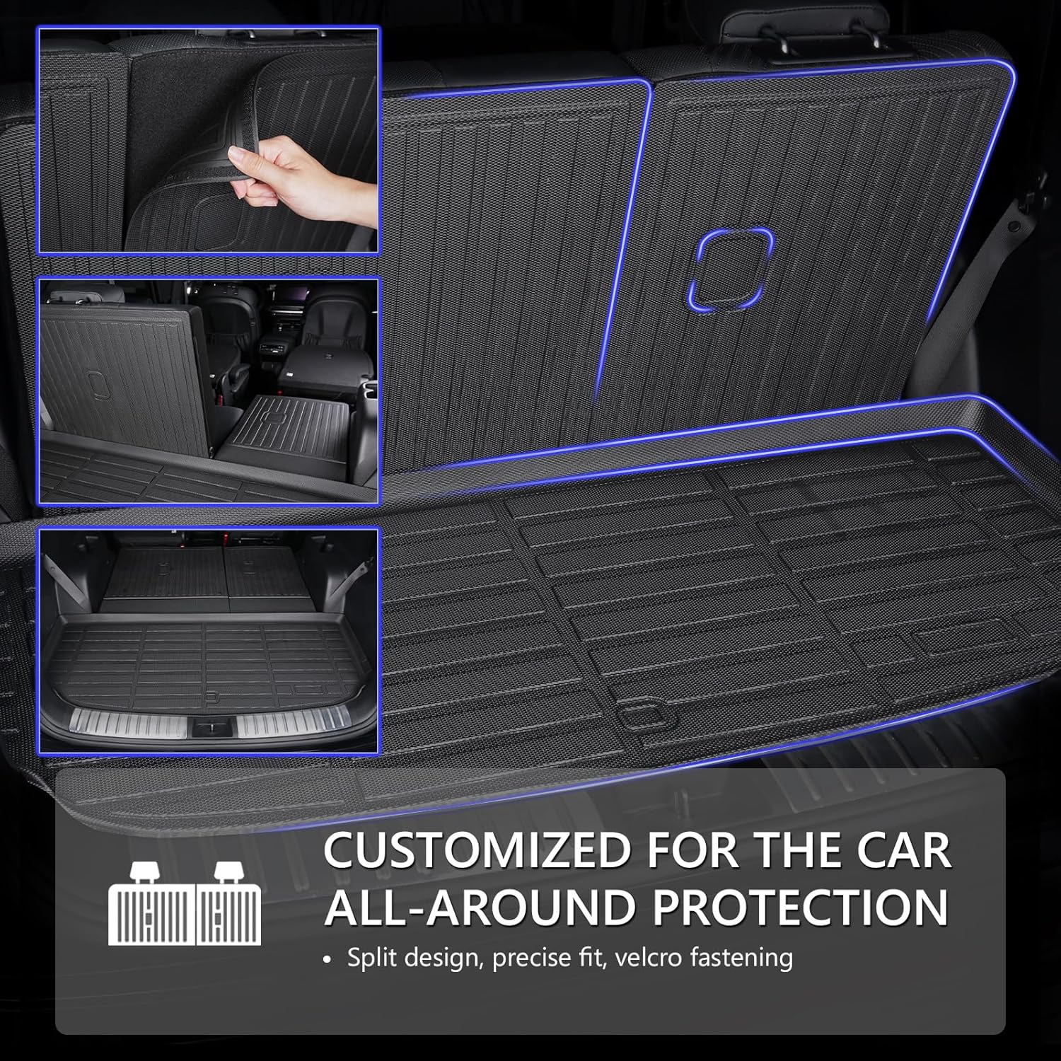 KELCSEECS Floor Mats & Cargo Liner with SeatBack Custom for 2009-2015 Honda Pilot,All Weather Protection TPE Floor Liners Front& Rear Row Full Set Honda Pilot Accessories Black