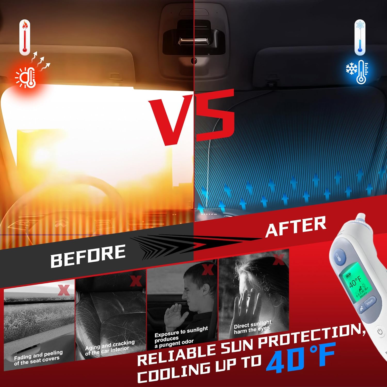 Windshield Sun Shade for 2015-2024 Ford Edge Foldable Sun Sunshade for Car Front Window Blocks UV Rays and Heat Automotive Interior Protector Custom Fit Accessories