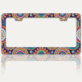 Mandala Flowers License Plate Frame Floral Print License Plate Holders Funny Stainless Steel Auto Accessory Bracket 2 Hole with Screws Universal Us Car License Plate Frames 6x12 Inch for Women Men