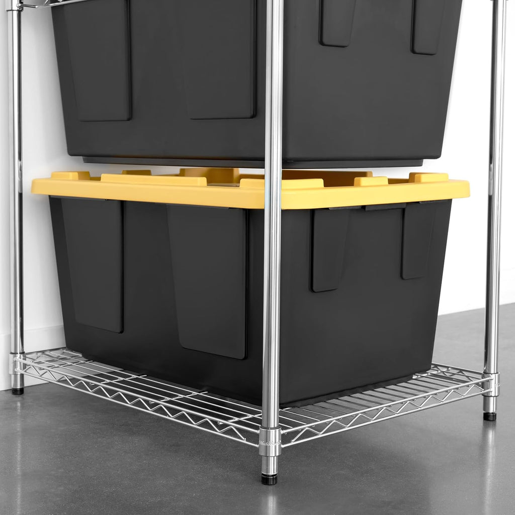 SafeRacks 2 Pack 5-Tier Steel Tote Rack - Maximize Space, Declutter, Organization, NSF Certified, Bin Storage for Garage, Pantry, Kitchen, Workspace, 5 Shelves, 31″ x 23″ x 68″, Zinc