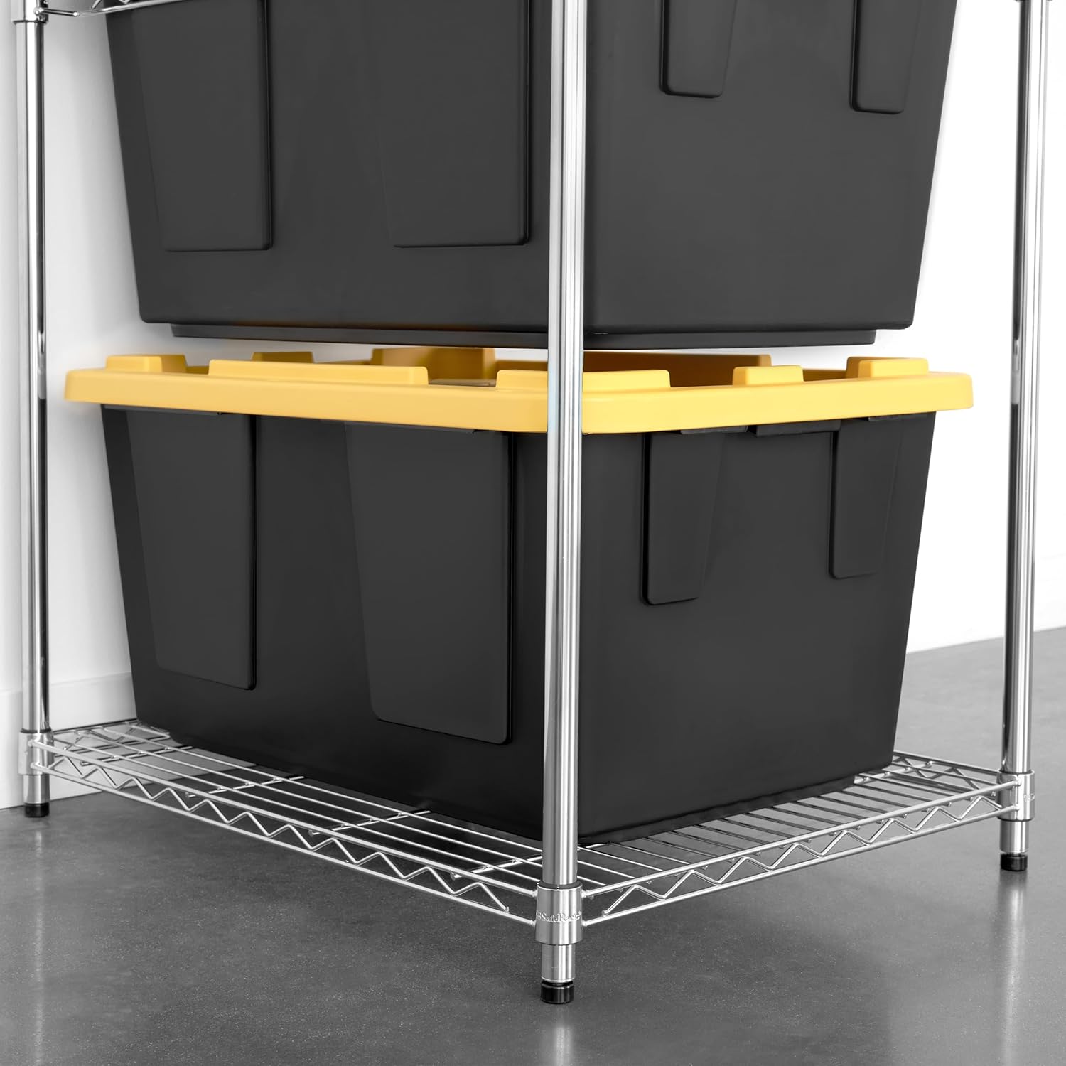 SafeRacks 2 Pack 5-Tier Steel Tote Rack - Maximize Space, Declutter, Organization, NSF Certified, Bin Storage for Garage, Pantry, Kitchen, Workspace, 5 Shelves, 31″ x 23″ x 68″, Zinc