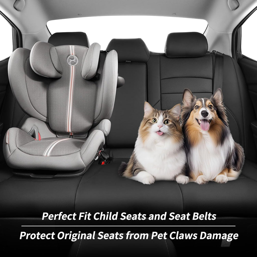 coverdream Leather Seat Covers Custom Fit for 2025 Toyota Camry (Hybrid) LE,SE,Fully Covered,Airbag Compatible Waterproof Car Seat Protector (Full Set,Black)