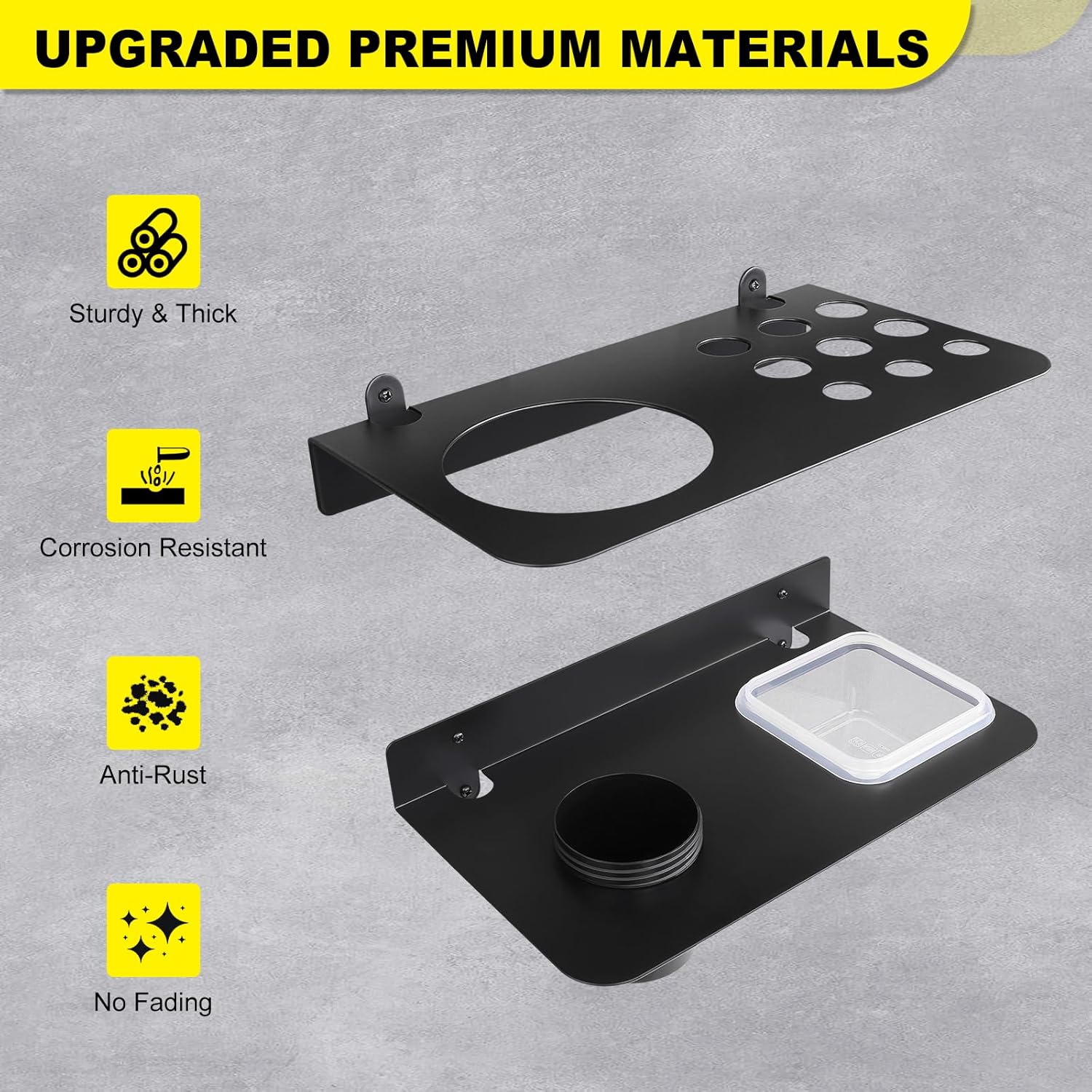 Coolant Funnel Kit Holder Storage Rack Includes 2 Plastic Removable Drip Cups, Wall Mount Fluid Drain Funnel Kit Organizer Bracket for Enclosed Race Trailers, Automotive Garage Shop, Black