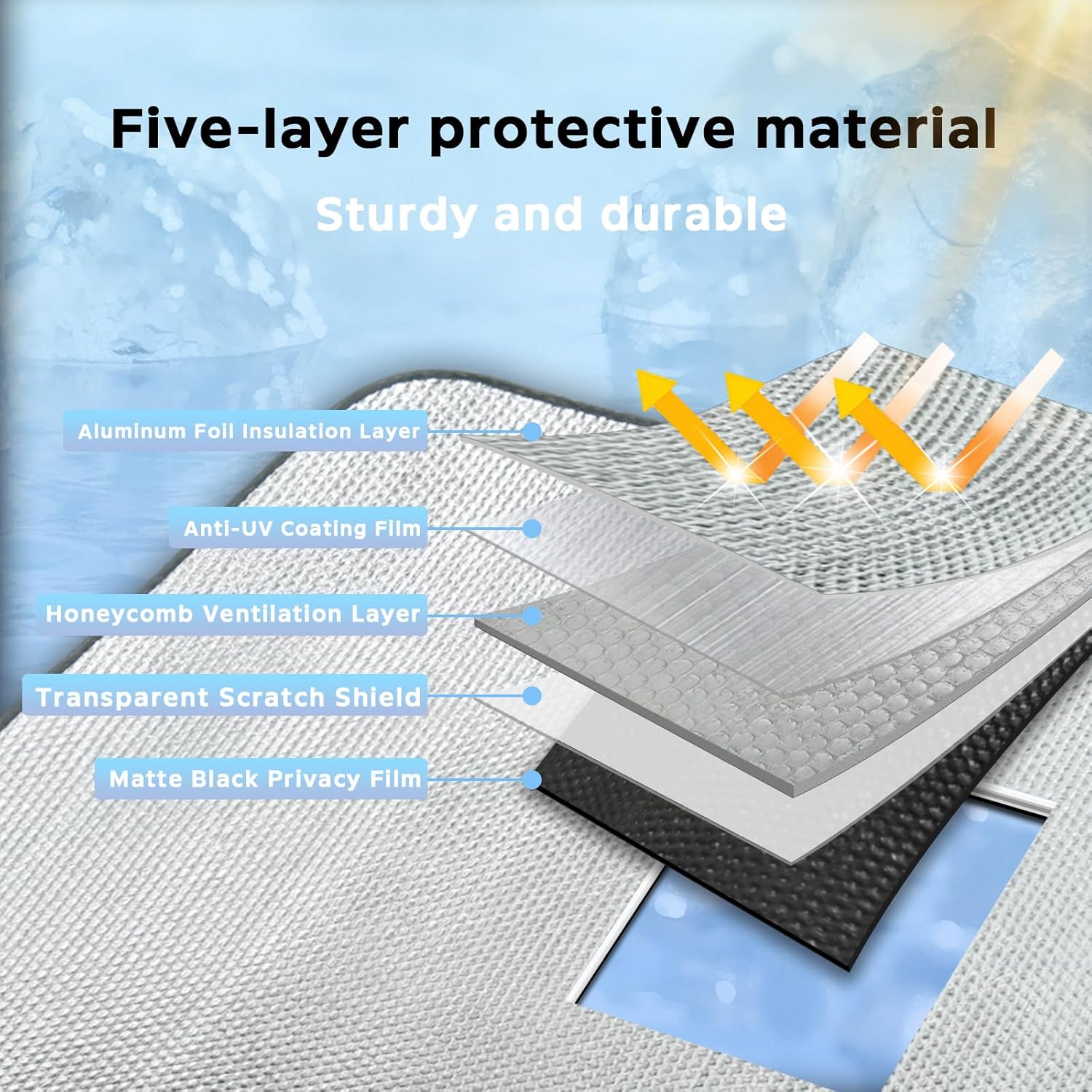 Windshield Sun Shade for Ford Maverick 2022-2025 - 5-Layer Bubble Foldable Front Window Shade Sun Visor Accessories - Blocks Heat & UV Rays