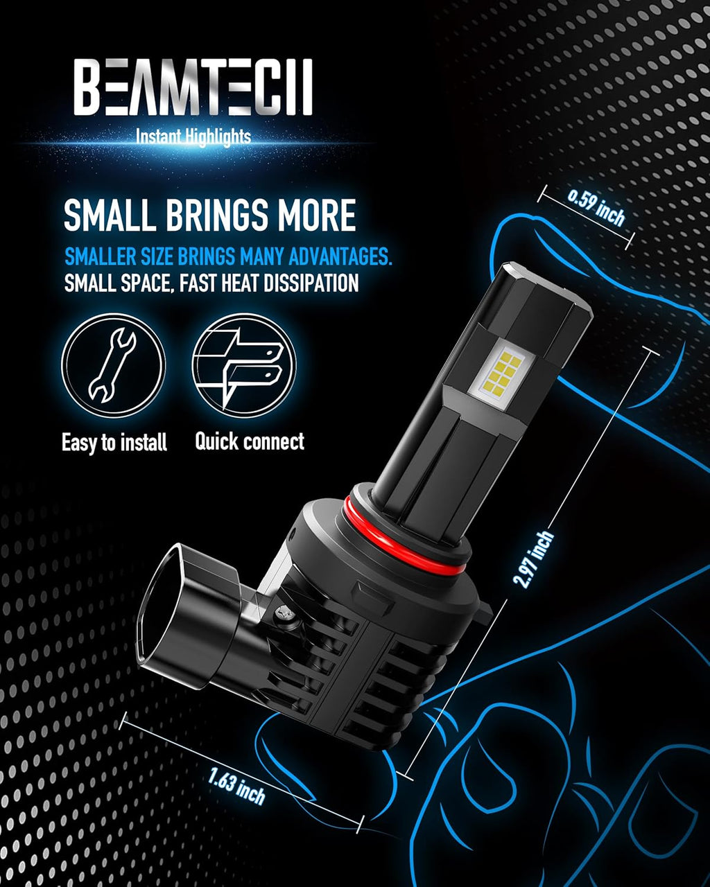 BEAMTECH 9005 Fog Light Bulb, HB3 Fog Bulb 6500K Fog Light or ATV UTV Off Road Pack of 2