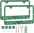 2 Pack License Plate Frames for Women, Sparkly Rhinestone Diamond Car Accessories with Glitter Crystal Caps (Green(2PCS))