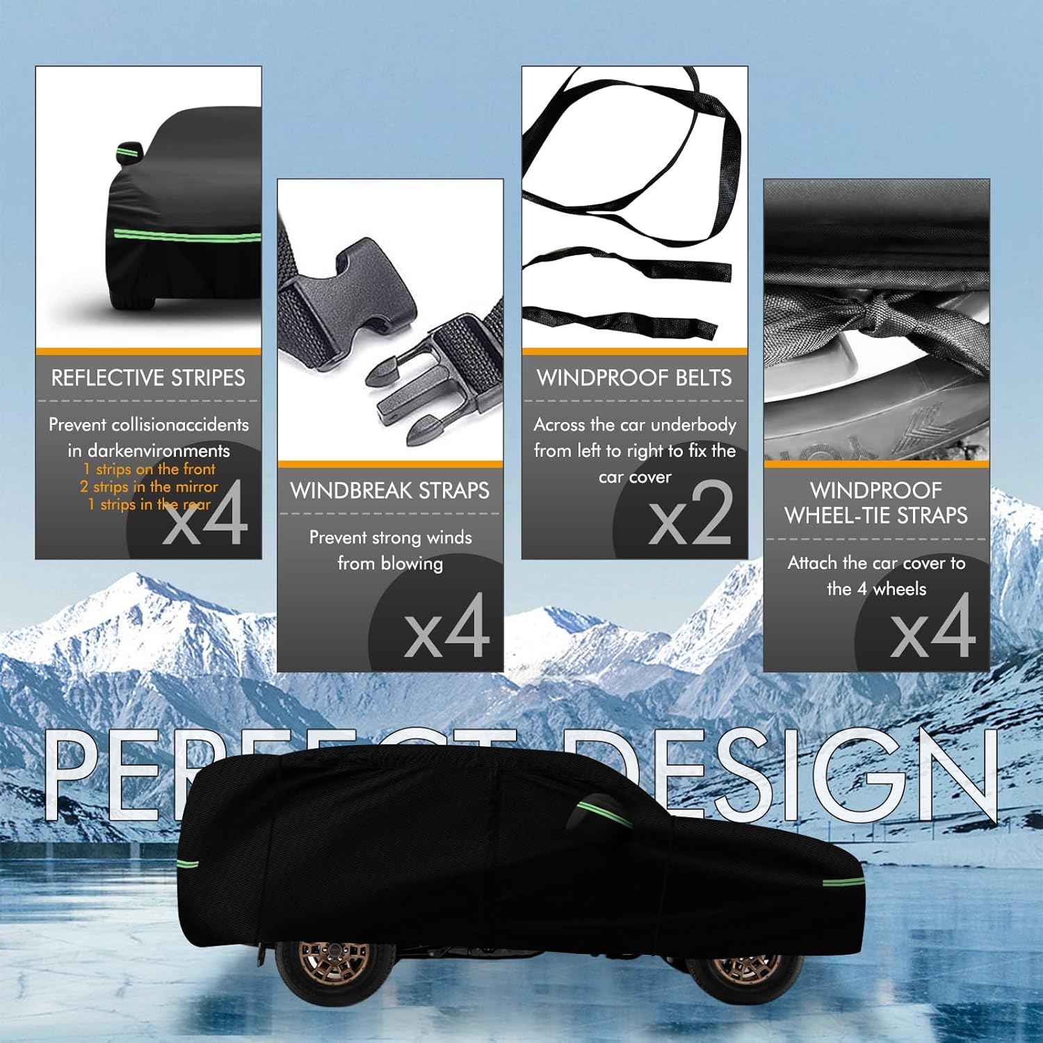 for 2002-2023 Toyota 4runner Car Cover 210D Outdoor Waterproof UV Protection, with Cotton Layer, Zipper Door, Reflective Strip, Storage Bag, for 2002-2020 2021 2022 2023 4runner