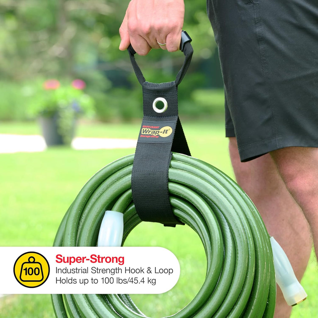 Easy-Carry Wrap-It Storage Straps - 28” (2-Pack) Black with Grommet - Cord Wrap and Hose Organizer for Your RV Tool Kit