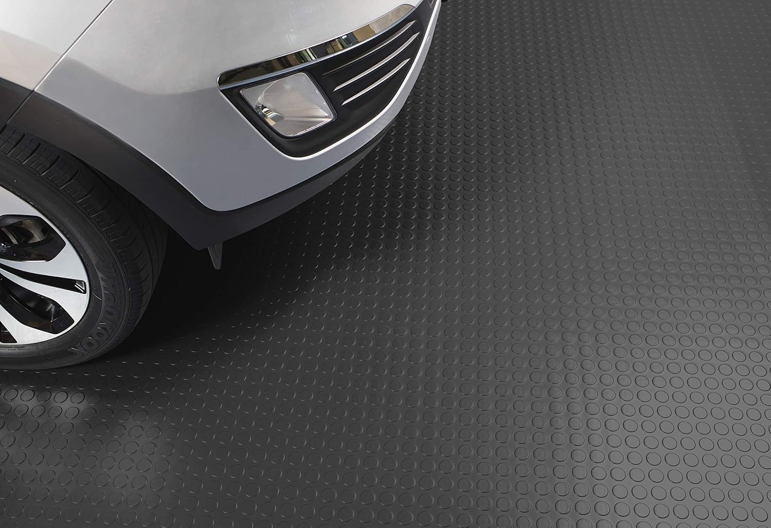 G-Floor Seamless Sheet Vinyl Shed Flooring Cover with Bonded Fibrous Backing - Coin Pattern (8' x 10', Slate Grey)