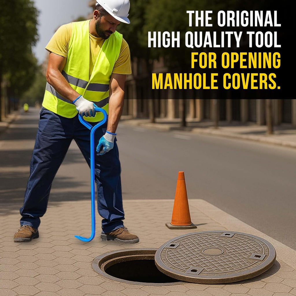 T&T Tools 30-Inch Manhole Hook Tool - Heavy Duty Single Hook for Lifting Manhole Covers, Storm Drains, Septic Tank Risers - Rigid Hex Alloy Steel Tool for Lifting, Pulling, and Removing Covers-2 Pack