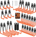 30 Pack Garage Hooks with Anti-Slip Coating,Heavy Duty Wall Mount Storage Hooks for Hanging Bike,Hose,Ladder,Yard,Garden Tools