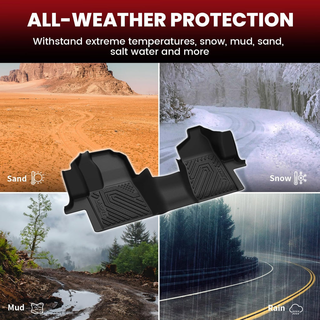 LASFIT Front Floor Mat for 2015-2021 Ford Transit 150/250/350/350HD with Vinyl Floor(Not Fit for Transit Connect) All Weather Protector TPE Car Floor Liner for Transit Vans, 1st Row Only, Black