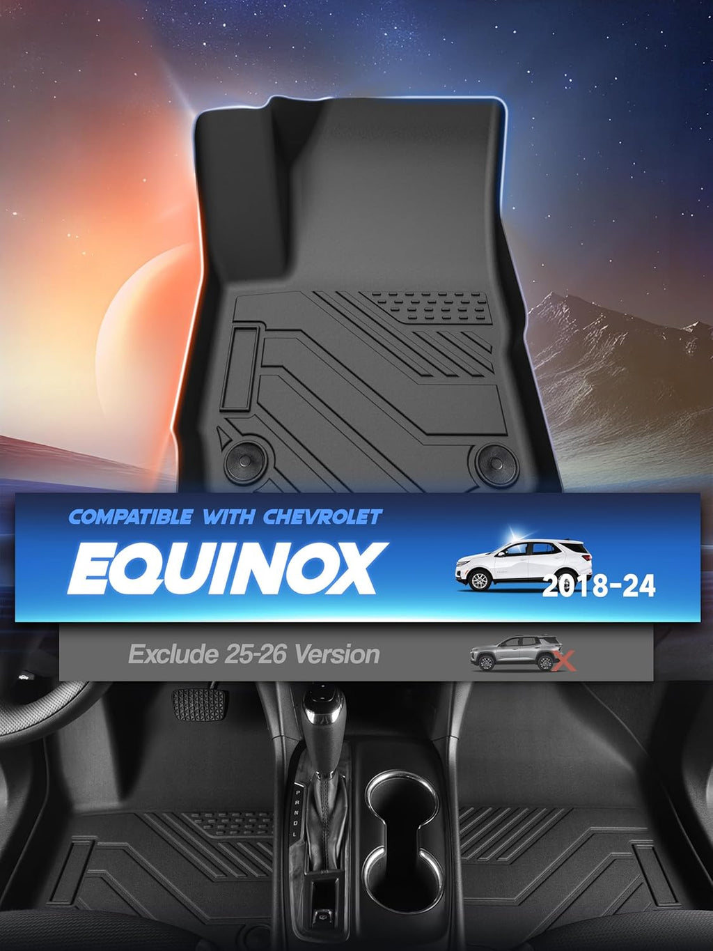 Car Floor Mats for 2018-2024 Chevrolet Equinox/GMC Terrain (Not for EV) Accessories,TPE All Weather Protection Floor Mats,Custom Fit 1st&2nd Row Car Floor Liners Set,Heavy Duty Accessories,Black