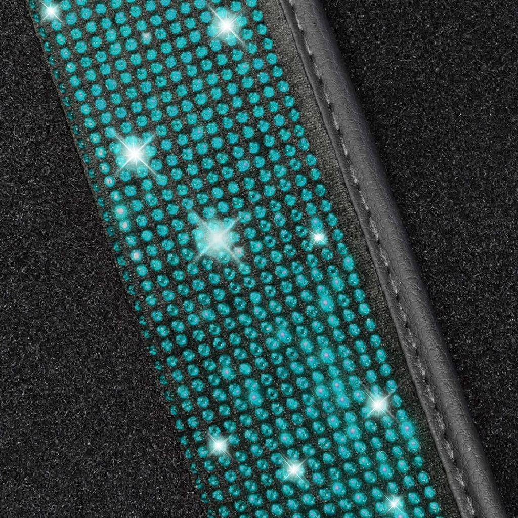 NBTEPEM Aquamrine Bling Car Floor Mats Full Set, Universal Fit Most Cars,SUV, Trucks, 4 pcs Sparkle Glitter Diamond Carpet for Women Girls with Anti-Slip Pad (Aquamrine Diamond)