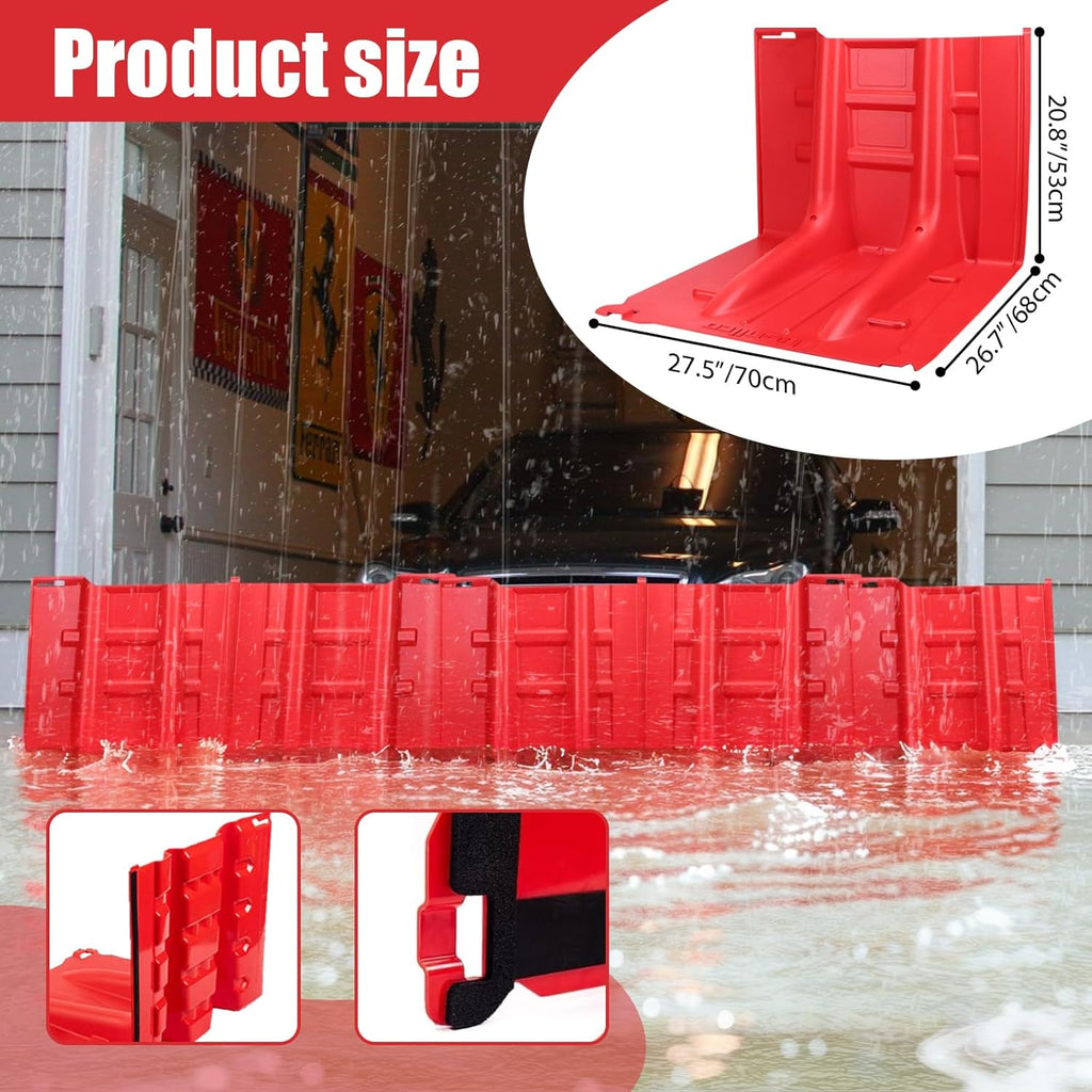 Flood Prevention Barrier, ABS L-Type Baffle Water Barrier Reusable, Door Flood Barriers for Home, Removable Combined for Garage Doors, Warehouses, Basements and School (17pcs)