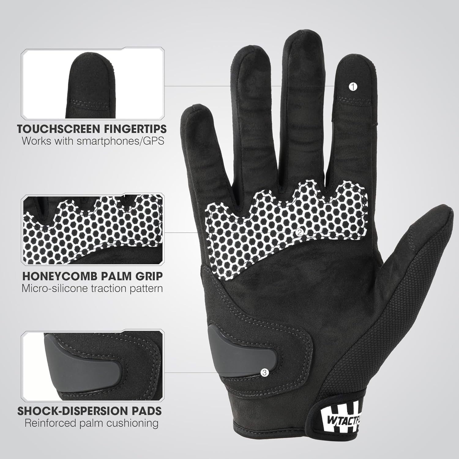 WTACTFUL Lightweight Motorcycle Gloves for Men, Touchscreen Summer Breathable Gloves for Motocross Casual Riding