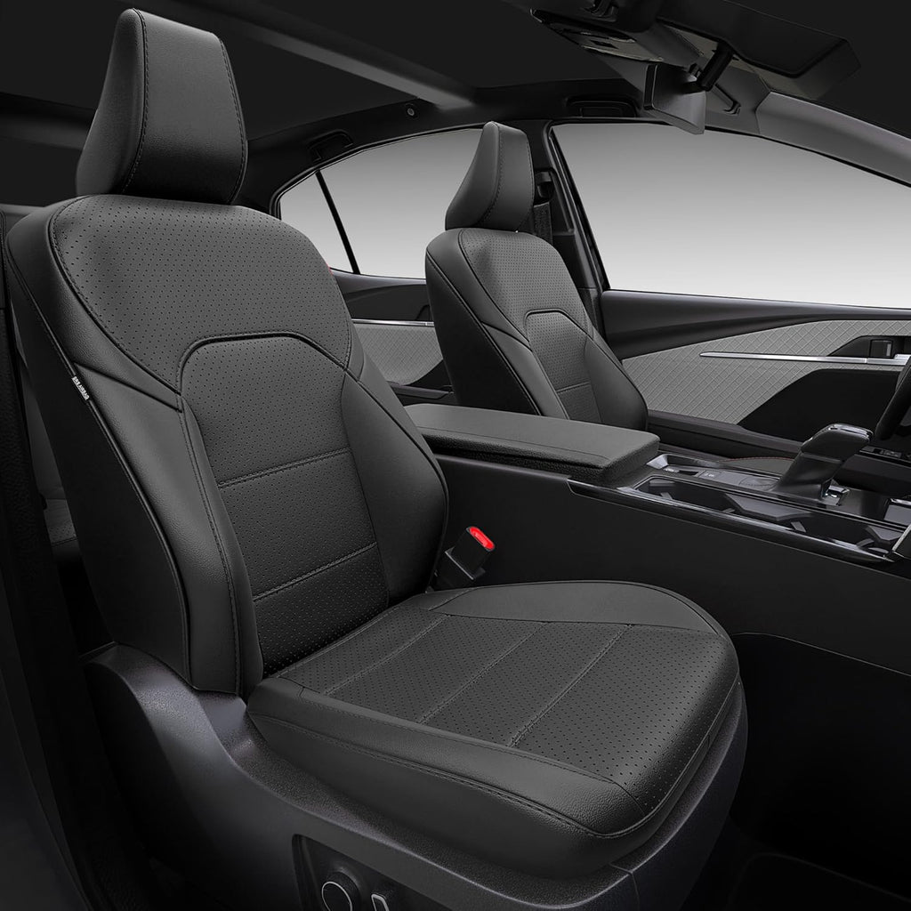 Leather Seat Covers for Toyota Camry 2025 LE SE Hybrid - Custom Fit Car Seat Cover Full Set, Luxury Waterproof Interior Accessories, Breathable Automotive Cushion Protectors, Black
