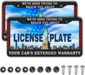 License Plate Frames Black and White License Plate Cover Car’s Extended Warranty Humorous Text Aluminum Metal Car Accessory 2 Pack with Screw Covers Set