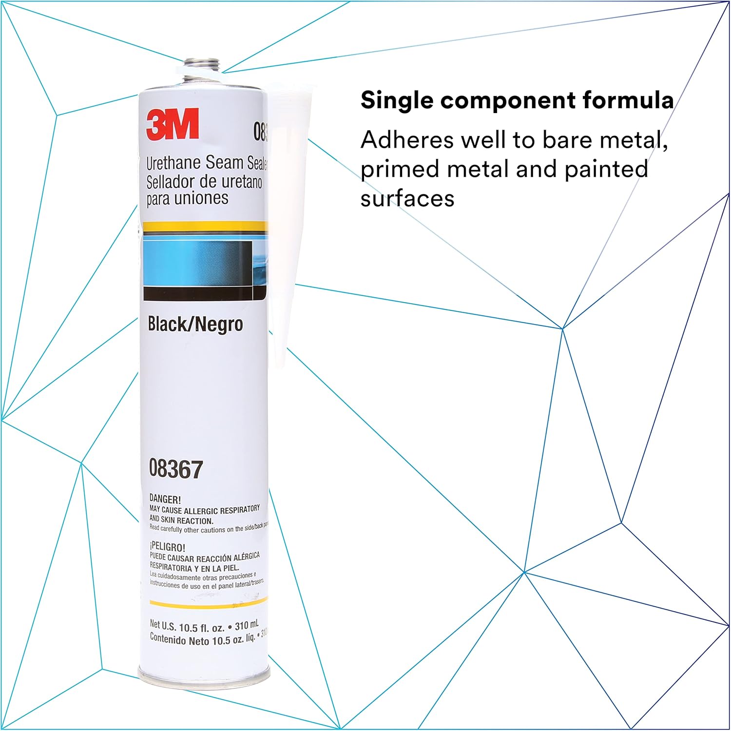 3M Urethane Seam Sealer, 08367, Black Color, High Solids, Permanently Flexible, 310 mL/10.5 fl oz Cartridge (Pack of 2)