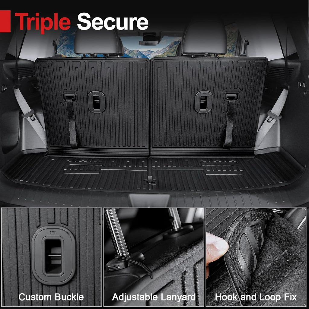 Cargo Mat for 2025 Hyundai Santa FE, All Weather TPE Cargo Mat with Backrest Mat Rear Cargo Liner Protection for Hyundai Santa Fe Calligraphy Accessories (Fit Hybrid and Fuel) 2024 2025