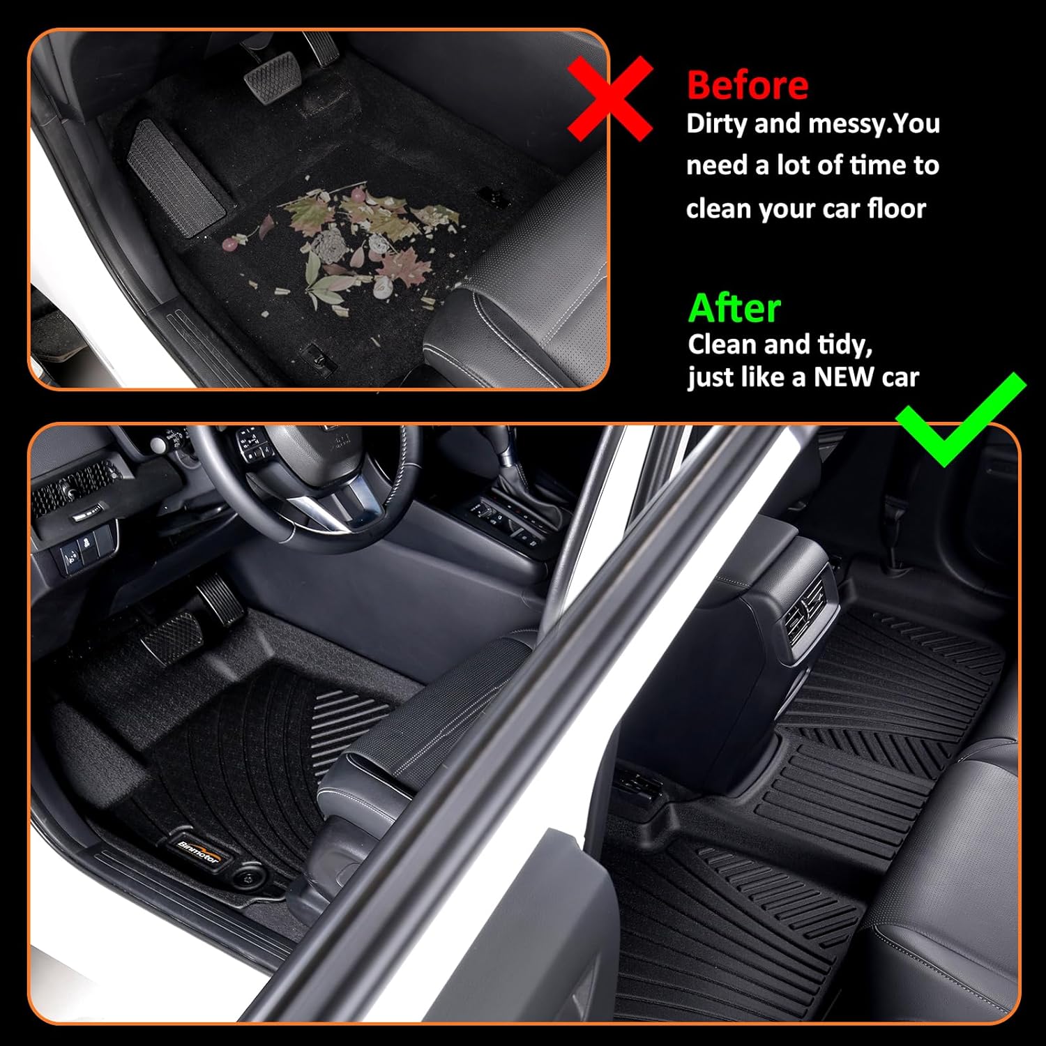 Binmotor-All Weather Floor Mats & Cargo Liner for Dodge Charger RWD 2011-2023/2011-2023 Chrysler 300 RWD, Heavy Duty Floor Liners, Charger Car Trunk Cargo Mat, Trunk Liner 3D Car Mats