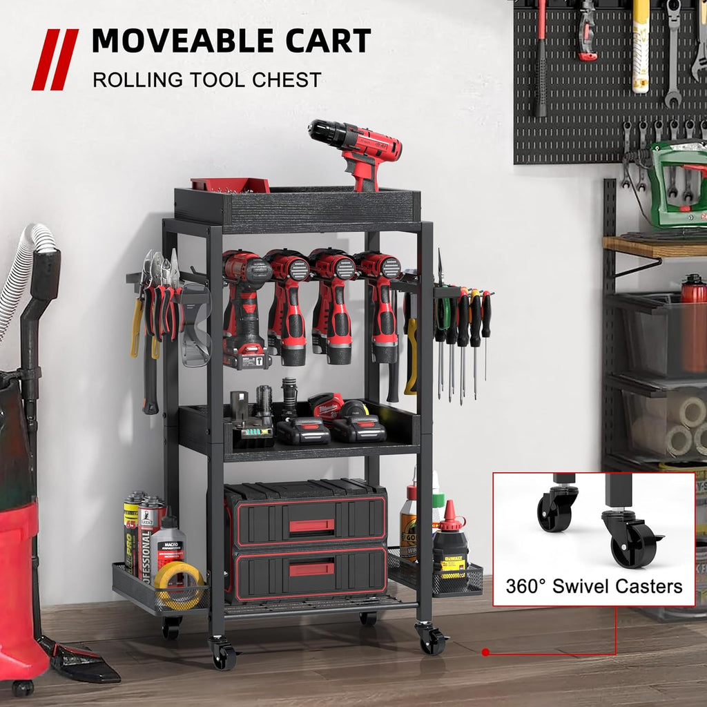 DEWALT Power Tool Organizer - Garage Storage Shelving with Rolling Cart & Open Tool Chest Cabinet Box Organizer with Wheels - Workshop & Gift Ideas for Men, Dad
