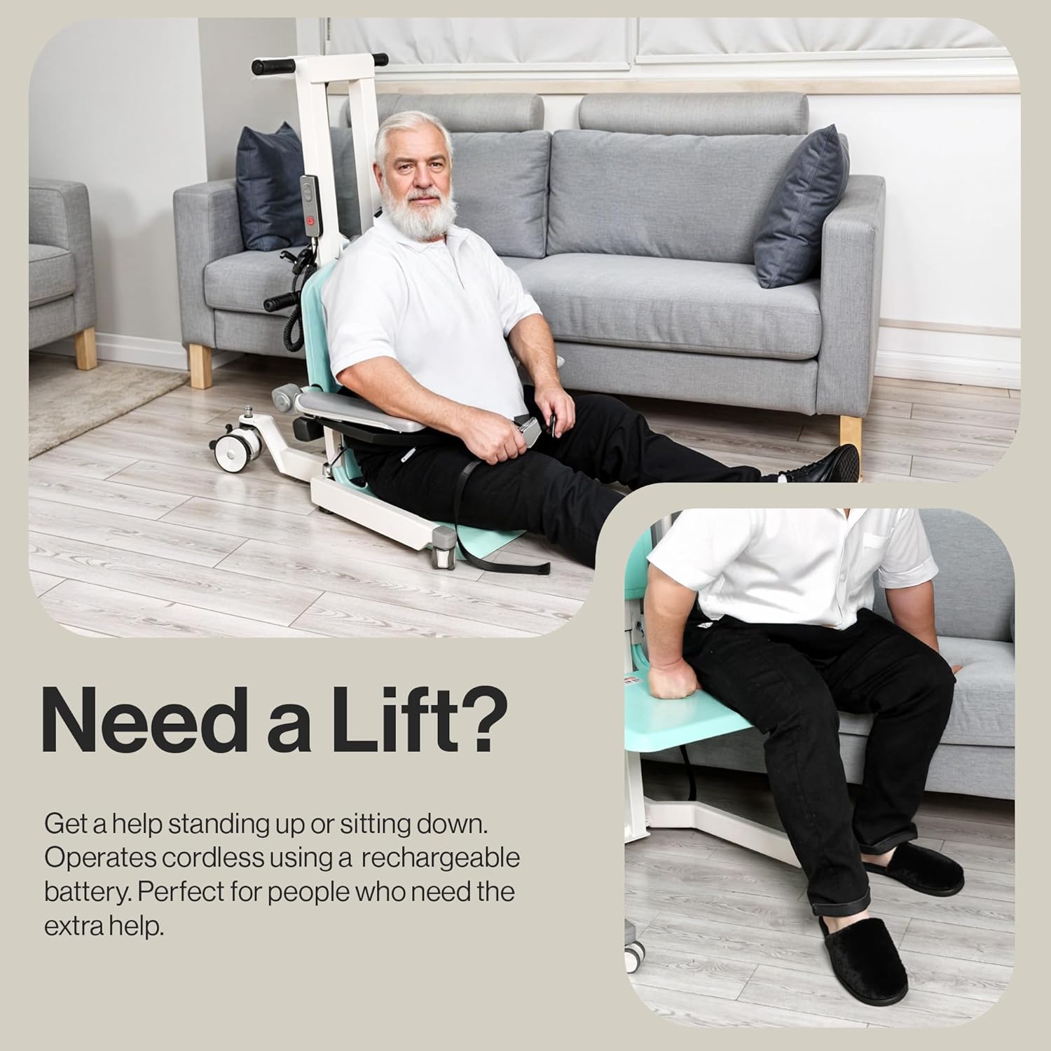 SuperHandy GoRise Electric Floor to Stand Lift – Support Up to 500 Lbs, Floor Lift Chair for Elderly, Patent Pending