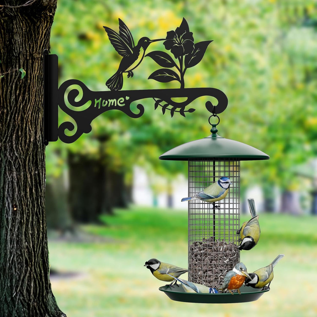 10 Inch Metal Plant Hooks (2-Pack) - Decorative Wall Hangers with Bird Design for Indoor & Outdoor Use - Hanging Brackets for Plants, Flower Baskets, Bird Feeders, Lanterns - Patio, Garden, Home Decor