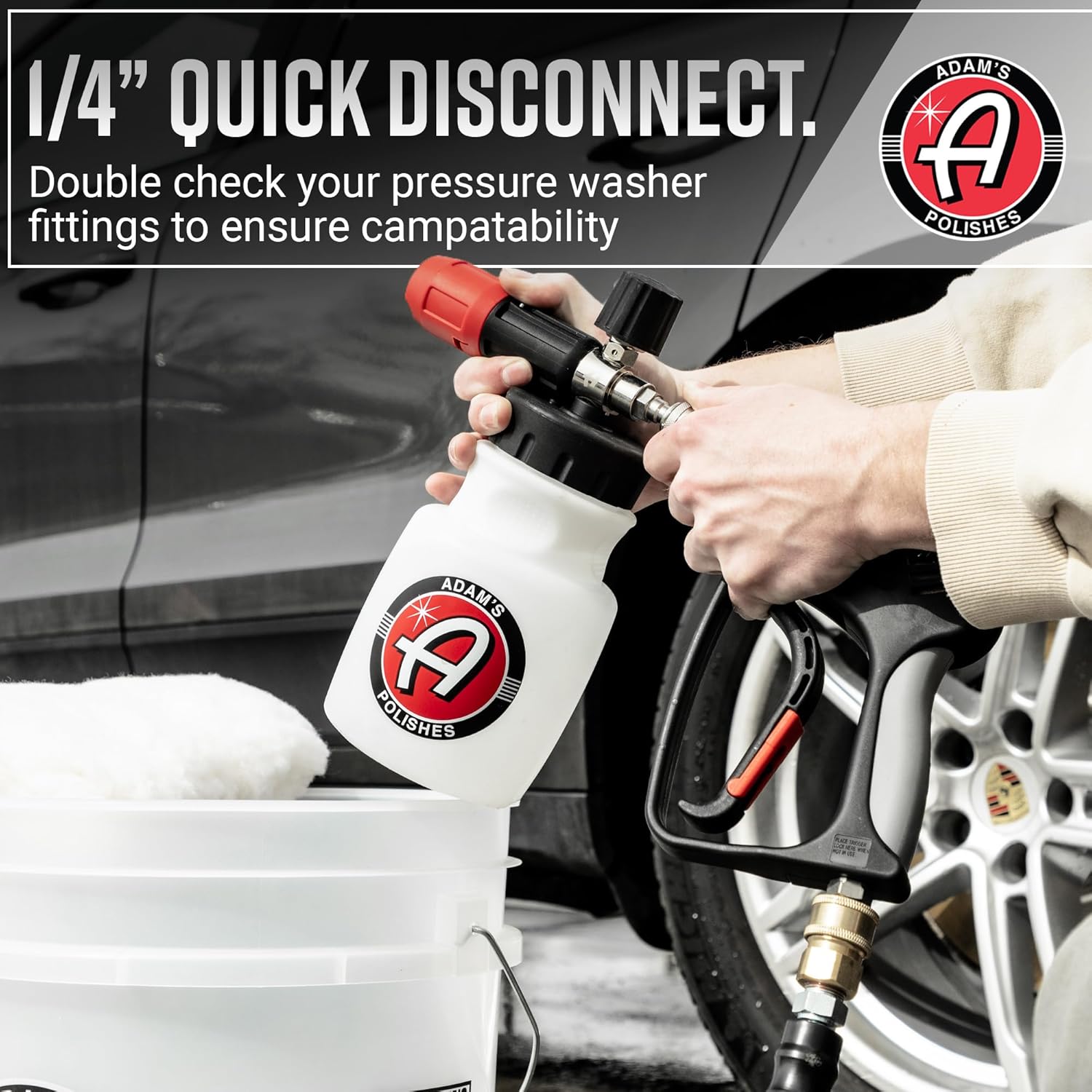 Adam's Polishes Premium Foam Cannon - Soap Sprayer for Car Wash | Sprayer Cannister for Pressure Washer 1/4" Quick Disconnect