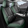 AOOG Car Seat Covers Full Set, Leather Seat Covers for Car, Waterproof Car Seat Protector with Lumbar Support, Automotive Seat Covers Universal Fit for Most Cars SUV Trucks (Full Set, Green&Black)